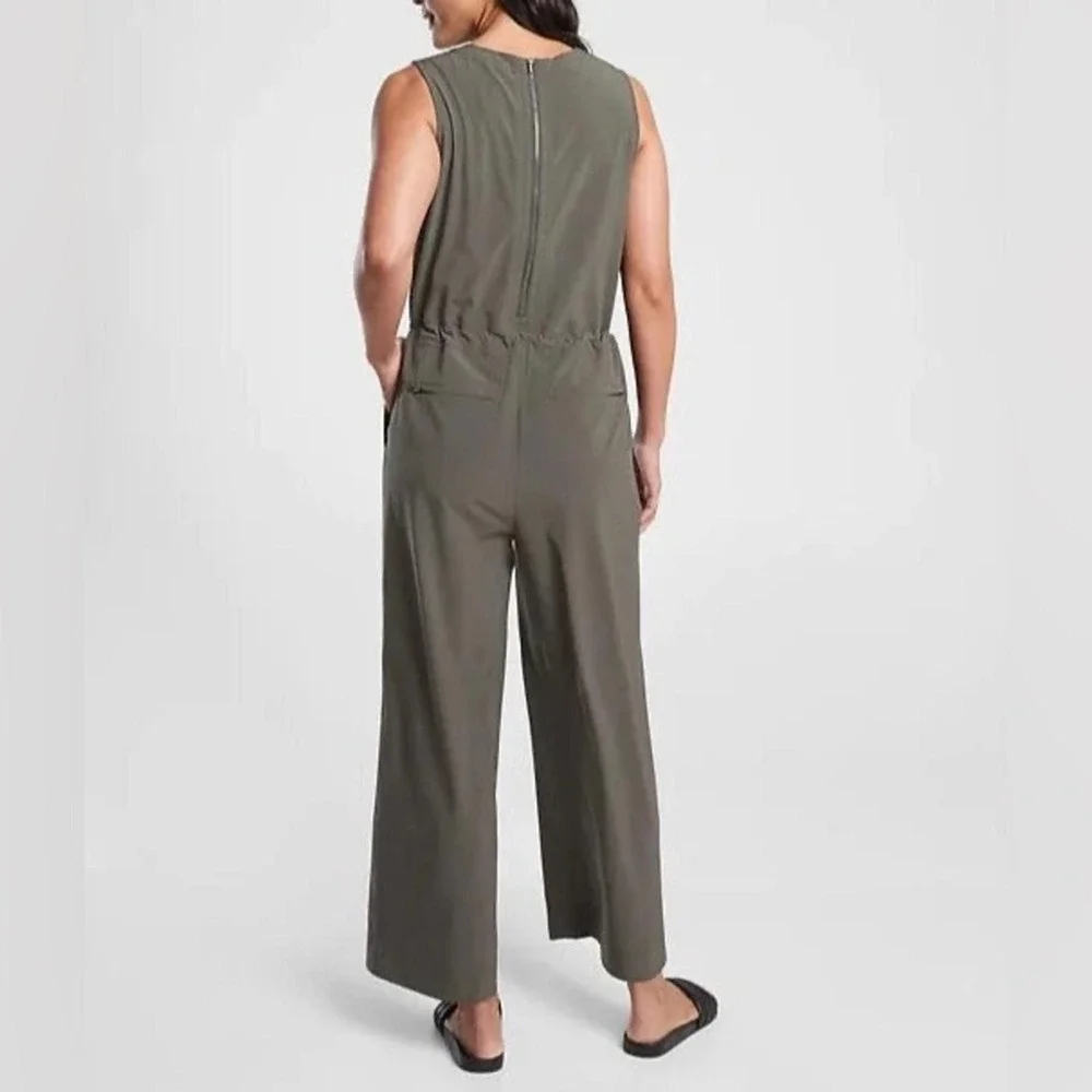 Athleta Topanga Jumpsuit Women's XS Petite Olive Green Featherweight Stretch NEW - Picture 5 of 8